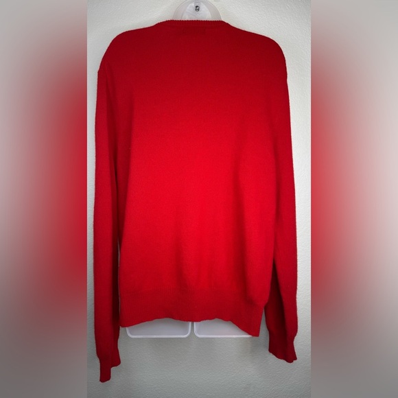 Polo‎ Ralph Lauren Red 100% Wool V-neck Pony Sweater Pullover Size Large Unisex - Picture 3 of 8